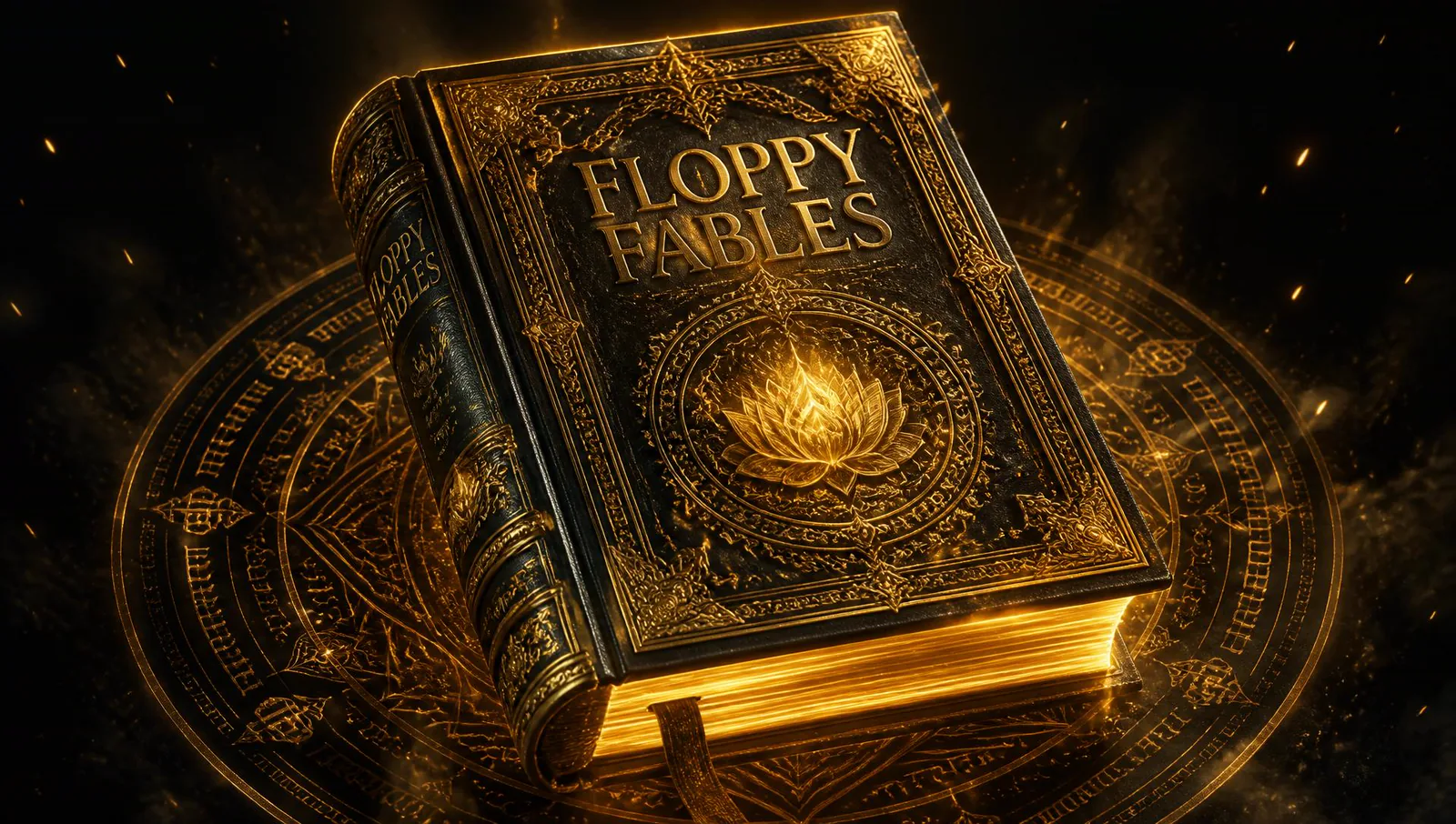 Ancient glowing tome of Floppy Fables